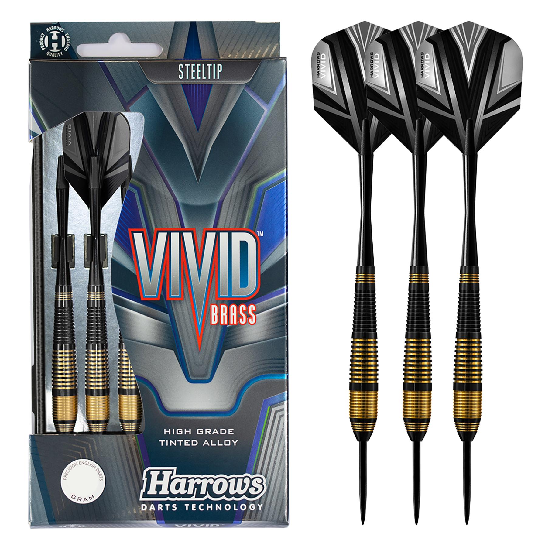 harrows-vivid-brass-black-fl-chettes-pointe-acier-steel-tip image 1