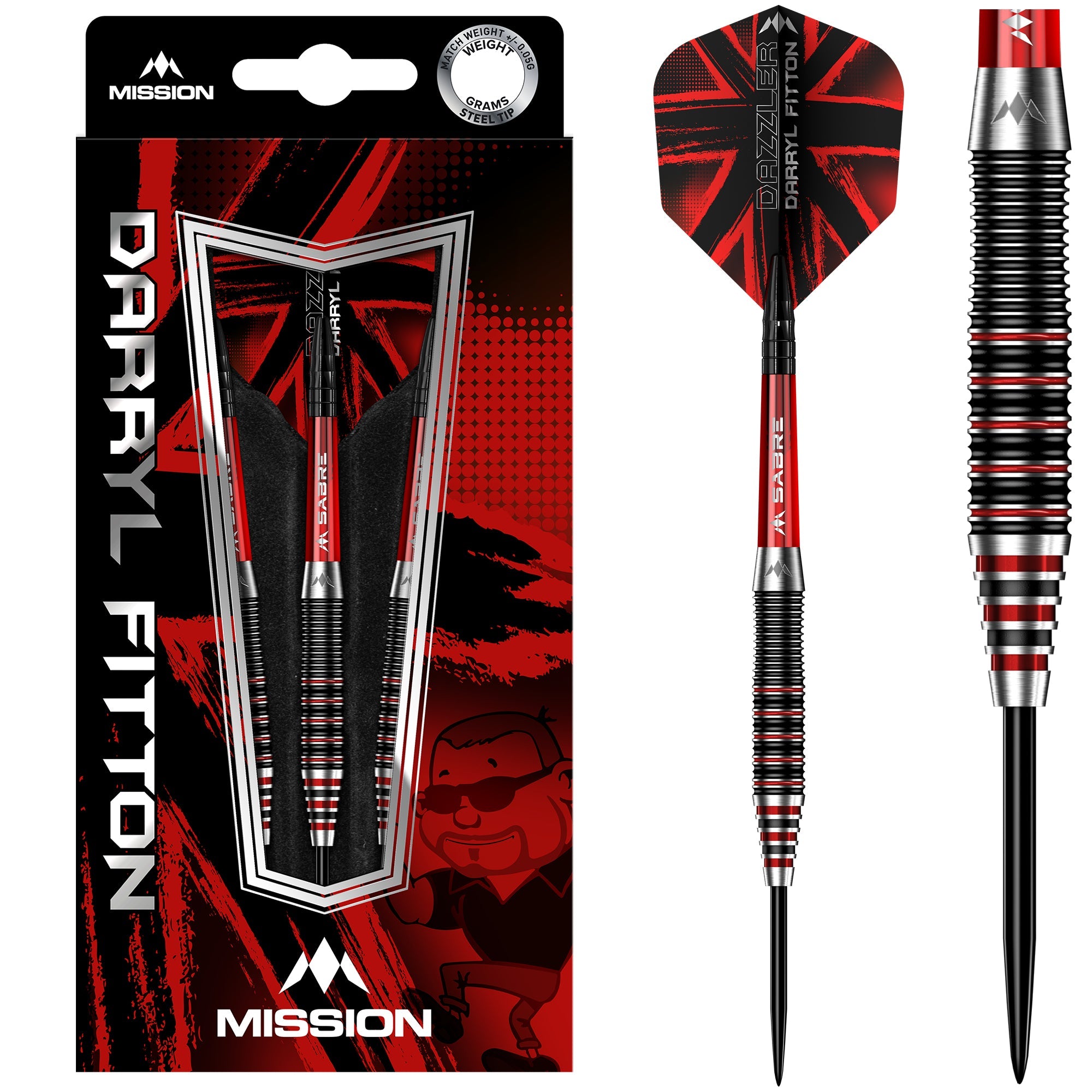 mission-darts-darryl-fitton-the-dazzler-fl-chettes-steel-tip-noir-lectro-rouge-2 image 4