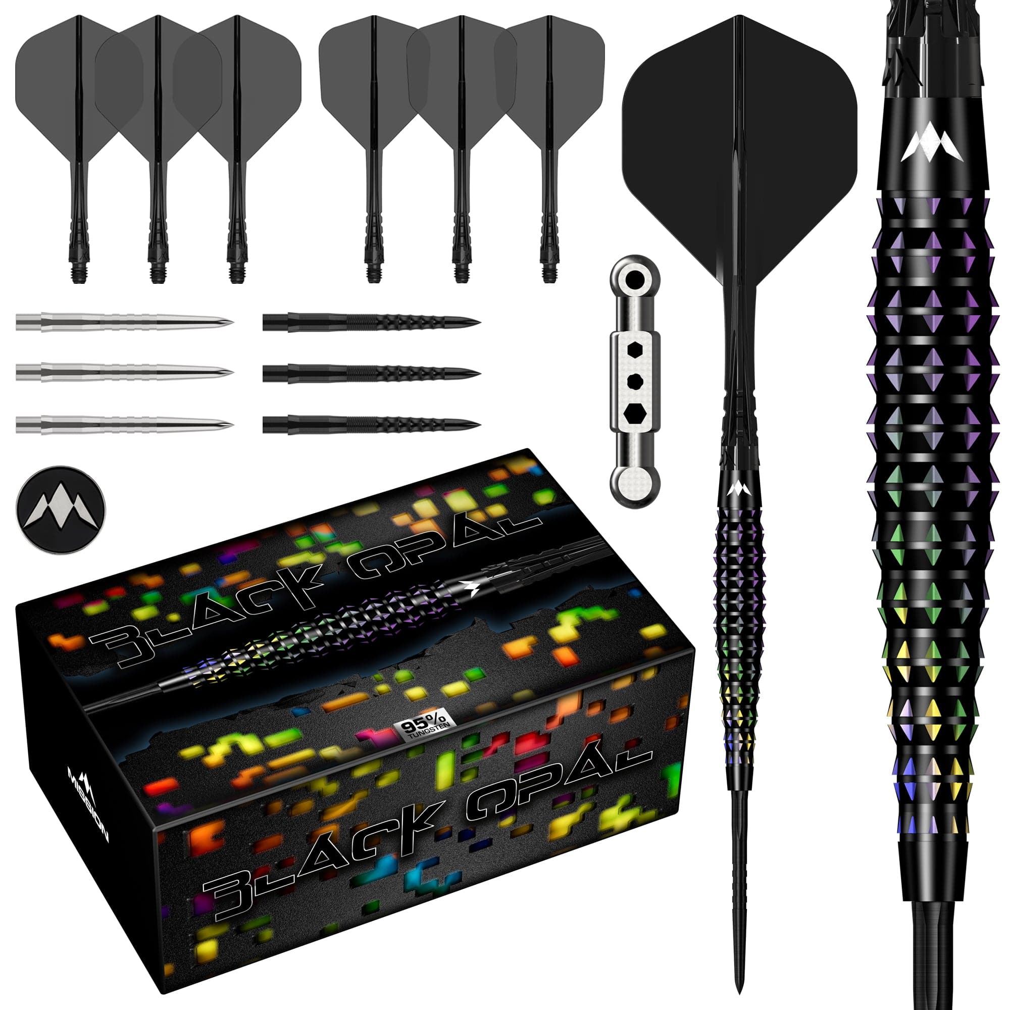 mission-darts-black-opal-fl-chettes-acier-95-tungst-ne-black-coral-pvd image 1