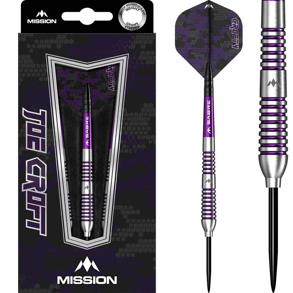 mission-darts-joe-croft-fl-chettes-pointe-acier-95-tungst-ne-torpedo-silver-et-p image 1