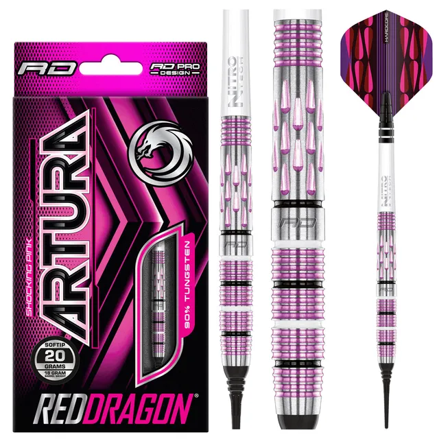 red-dragon-artura-shocking-pink-soft-tip-fl-chettes-pointe-souple-teardrop image 1