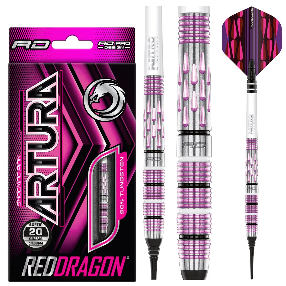 red-dragon-artura-shocking-pink-soft-tip-fl-chettes-pointe-souple-teardrop image 1