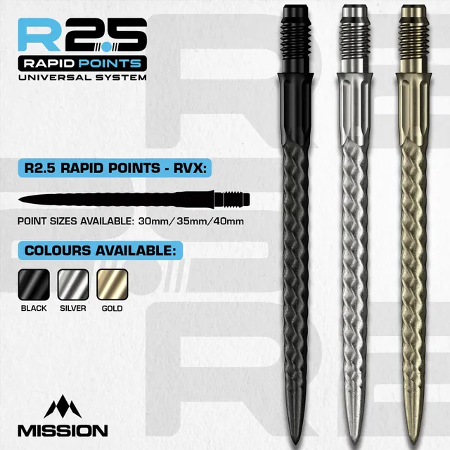 mission-darts-r2-5-rapid-pointes-steel-tip-rvx-argent image 1