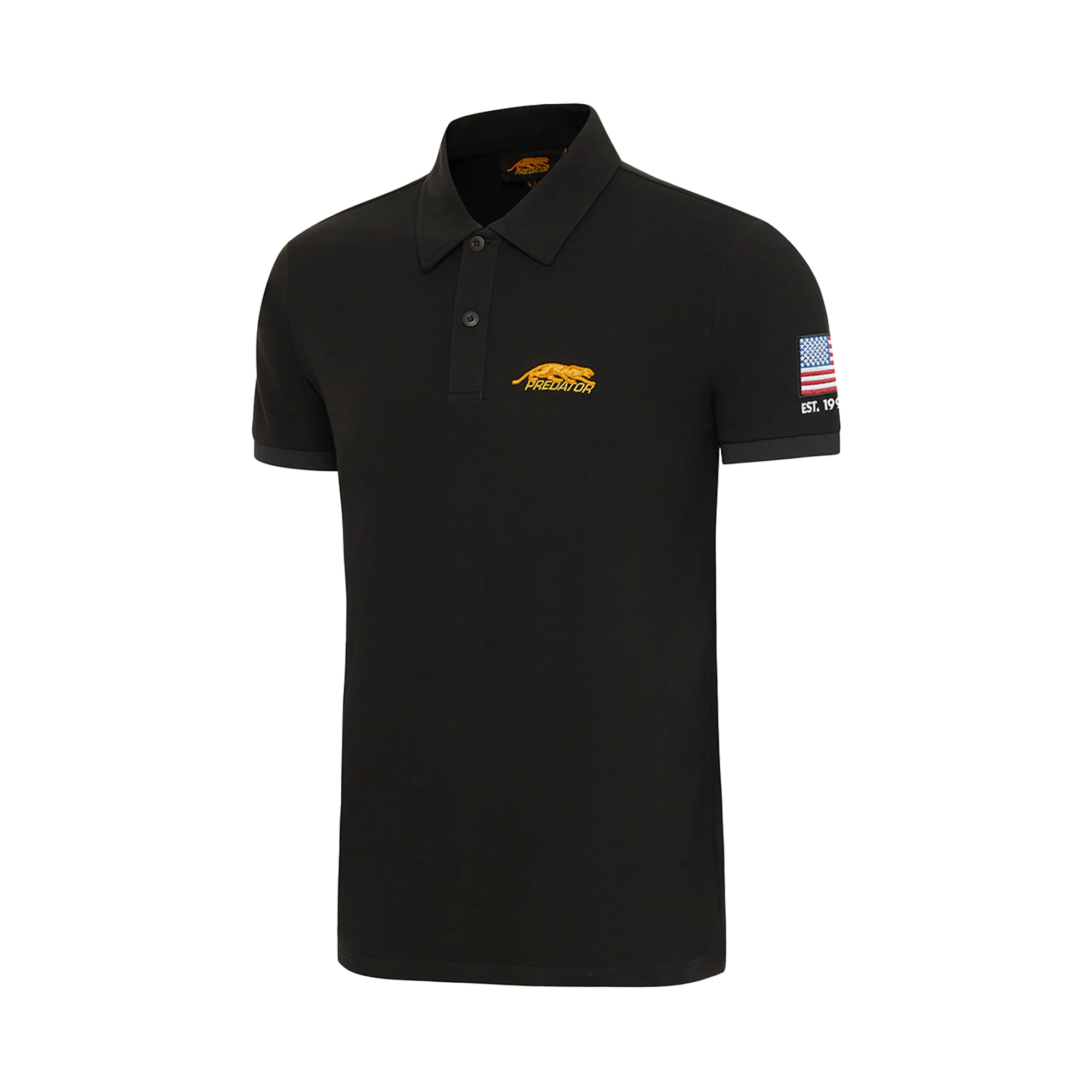 predator-polo-noir-logo-brod-jaune-v-tement-billard image 1