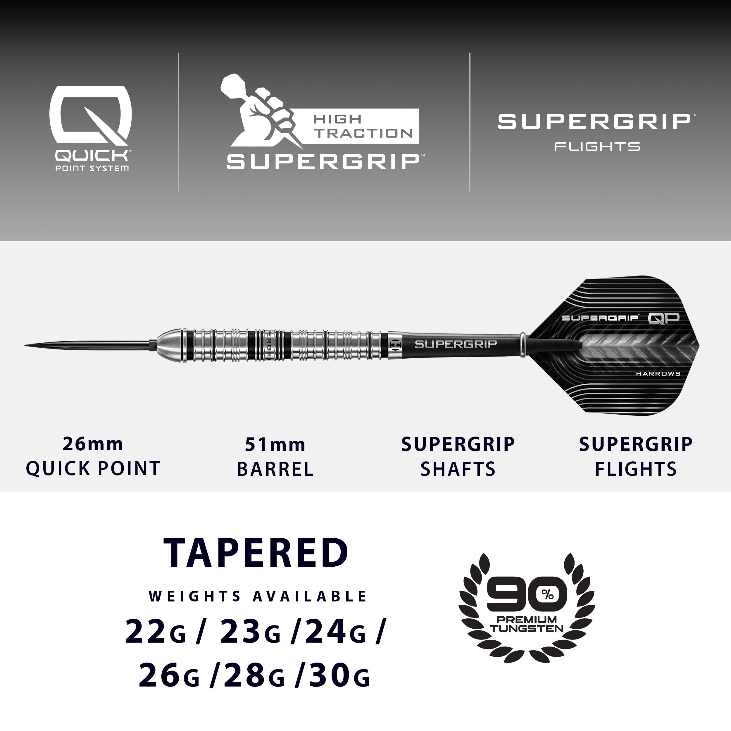 harrows-supergrip-qp-tapered-90-quick-point-fl-chettes-steel-tip image 4