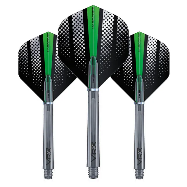 red-dragon-darts-hardcore-green-flash-tiges-vrx-flash-combo-ailettes-et-tiges image 1
