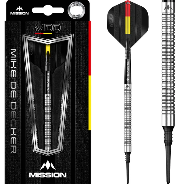 mission-darts-mike-de-decker-fl-chettes-soft-tip-95-tungst-ne-silver-20g image 1