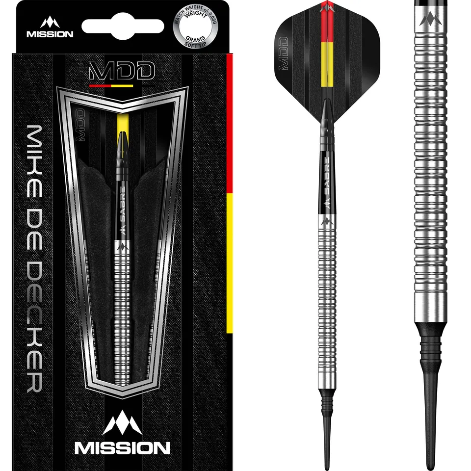 mission-darts-mike-de-decker-fl-chettes-soft-tip-95-tungst-ne-silver-20g image 1