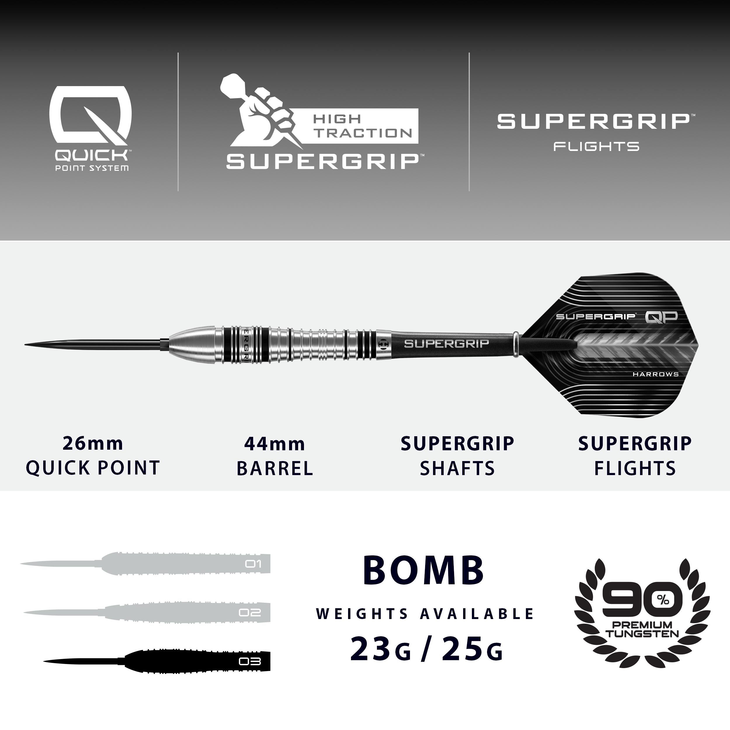 harrows-supergrip-qp-bomb-90-quick-point-fl-chettes-steel-tip image 4