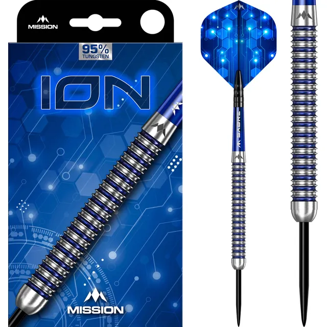 mission-darts-ion-blue-silver-fl-chettes-pointe-acier-95-tungst-ne image 1