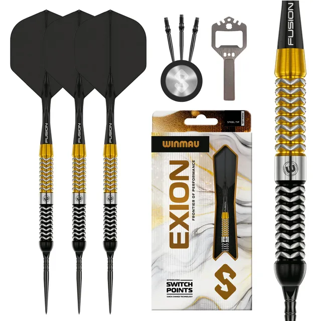 winmau-exion-switch-point-parallel-fl-chettes-steeltip-noir-et-or image 1
