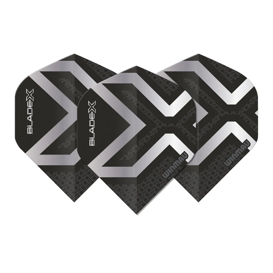 winmau-blade-x-prism-delta-metallic-black-silver-ailettes-standard image 1